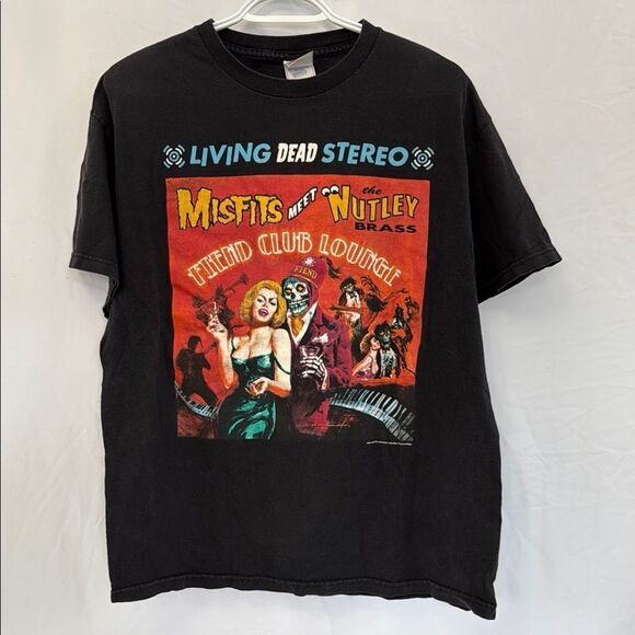 2004 2YK Black Misfits Concert T-Shirt with Colorful Print - Picture 1 of 6